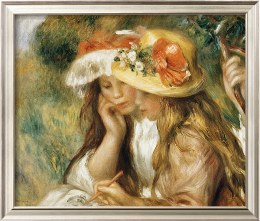 Two Girls Drawing - Pierre Auguste Renoir Painting